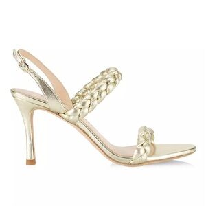 Kate Spade Saffron Metallic Leather Antique Gold Slingback Sandals Size 9.5 NEW